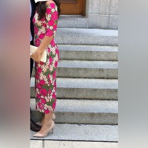 Xscape Maximalist Embroidered Floral Midi Dress